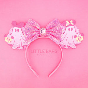 Pink Ghosts Halloween Mickey Ears