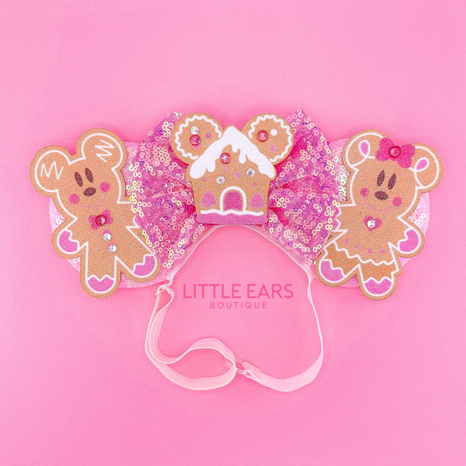 Pink Gingerbread Elastic Mickey Ears