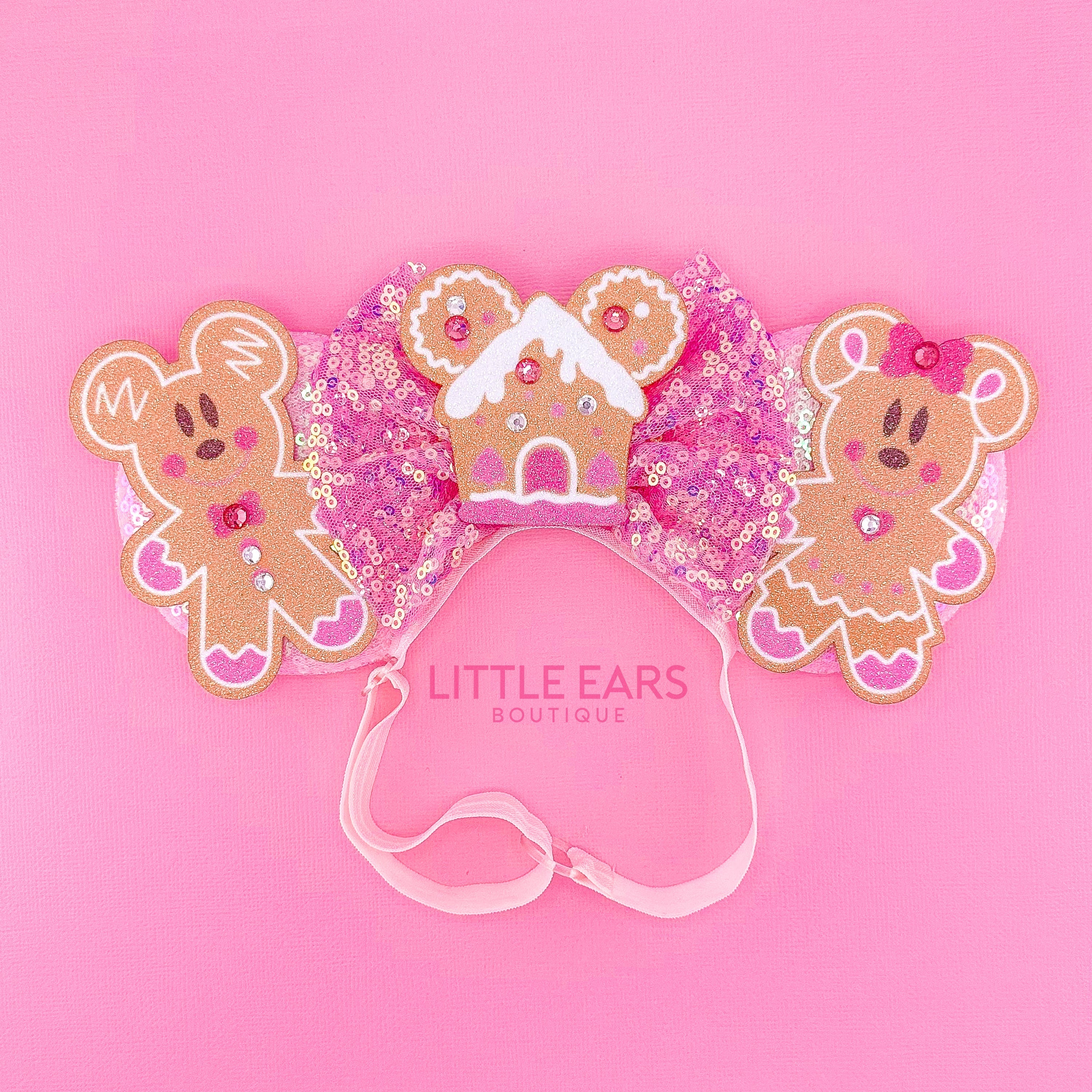 Pink Gingerbread Elastic Mickey Ears