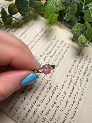 Pink Glass Adjustable Ring