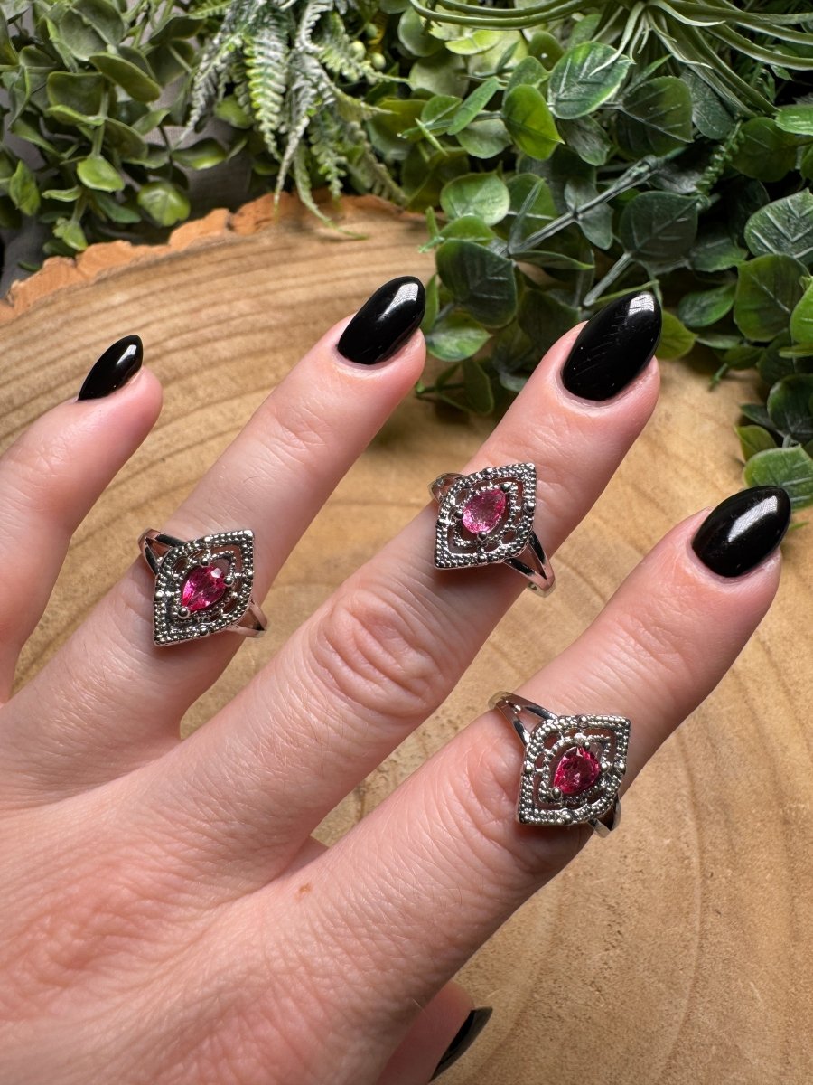 Pink Glass Ring Adjustable