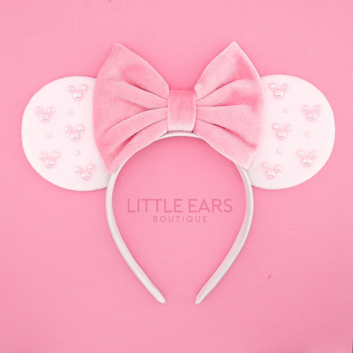Pink & White Pearls Ears by Little Ears Boutique, handmade jewelry main product photo