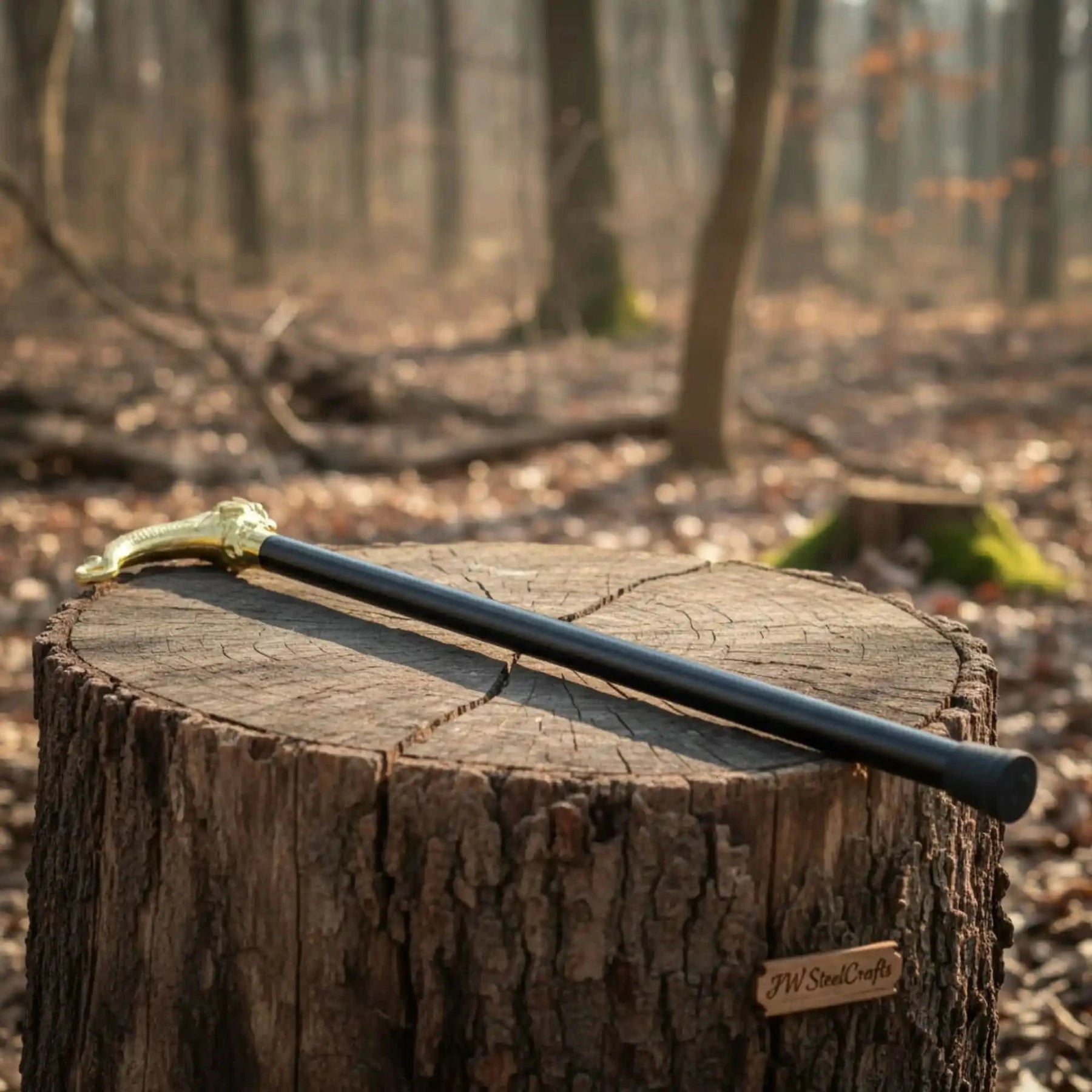 Full-length damascus steel replica sword with premium handle on dark background