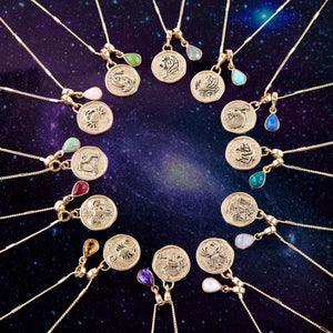 Pisces - Zodiac Green Jade Golden Charm Necklace
