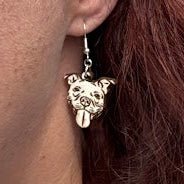 Pitbull Wooden Earrings | Dog Lover Pet Jewelry