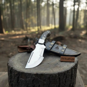 Handmade Carbon Steel Tracker Knife – Ram Horn or Wendi Wood Handle | Heavy Duty Hunting & Camping Knife | JW SteelCrafts by JW SteelCrafts
