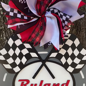 Racing Car Birth Announcement Door Hanger