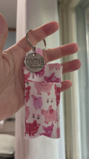 Hog Heaven Pig Lover Lip Balm Holder Keychain