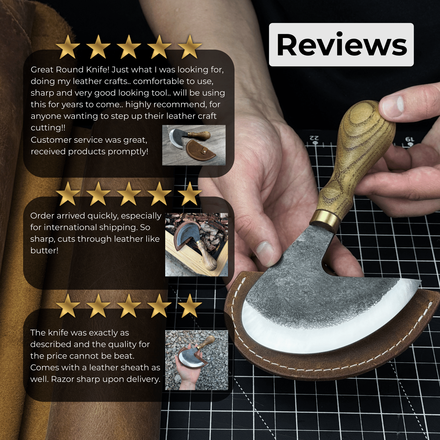 Professional Leather Crafting Half Round Knife, 10.5 cm (4.1 inches)