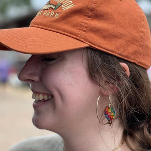 Rainbow Hot Air Balloon Wooden Dangle Earrings | Travel Jewelry