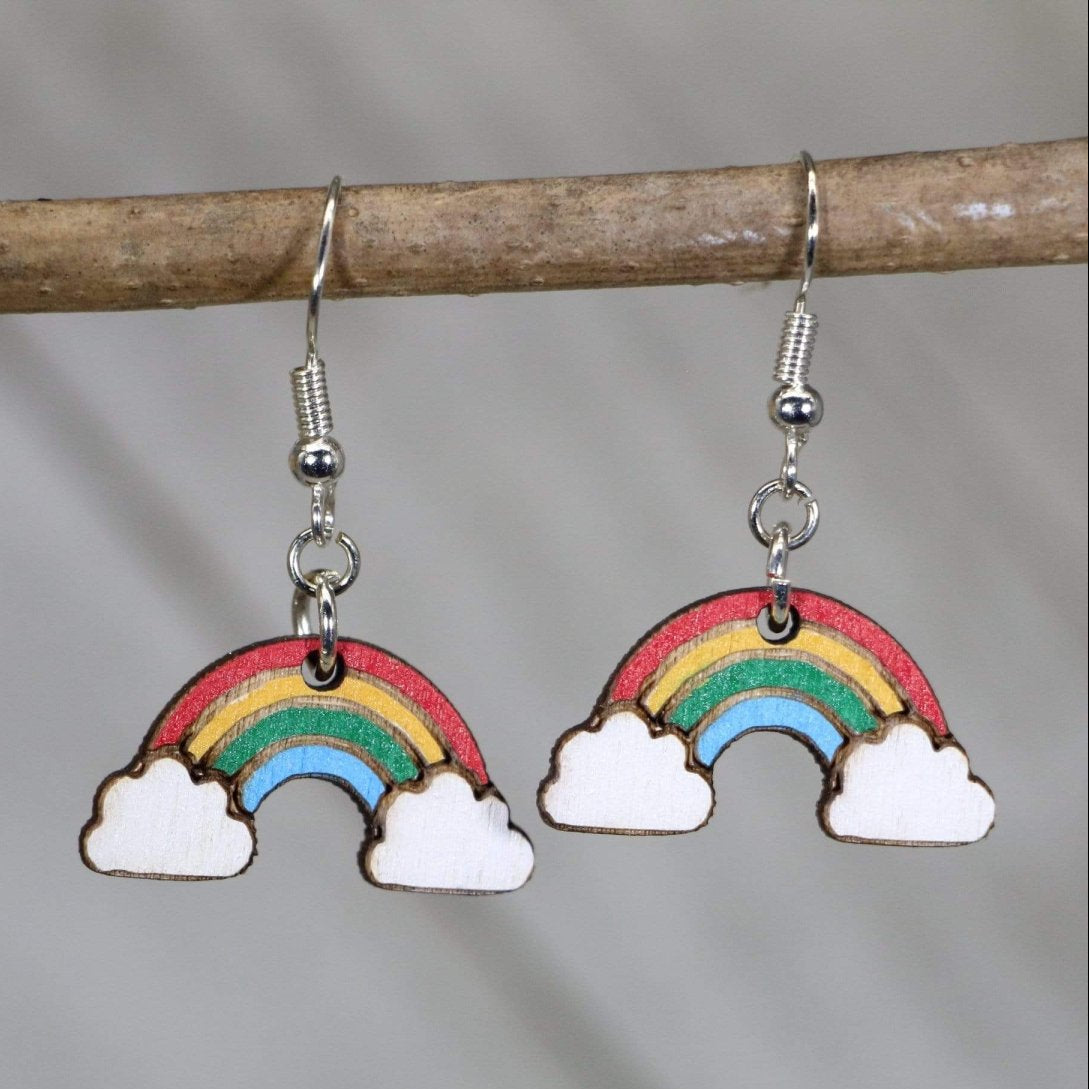 Rainbow Wooden Earrings | Colorful Pride Jewelry