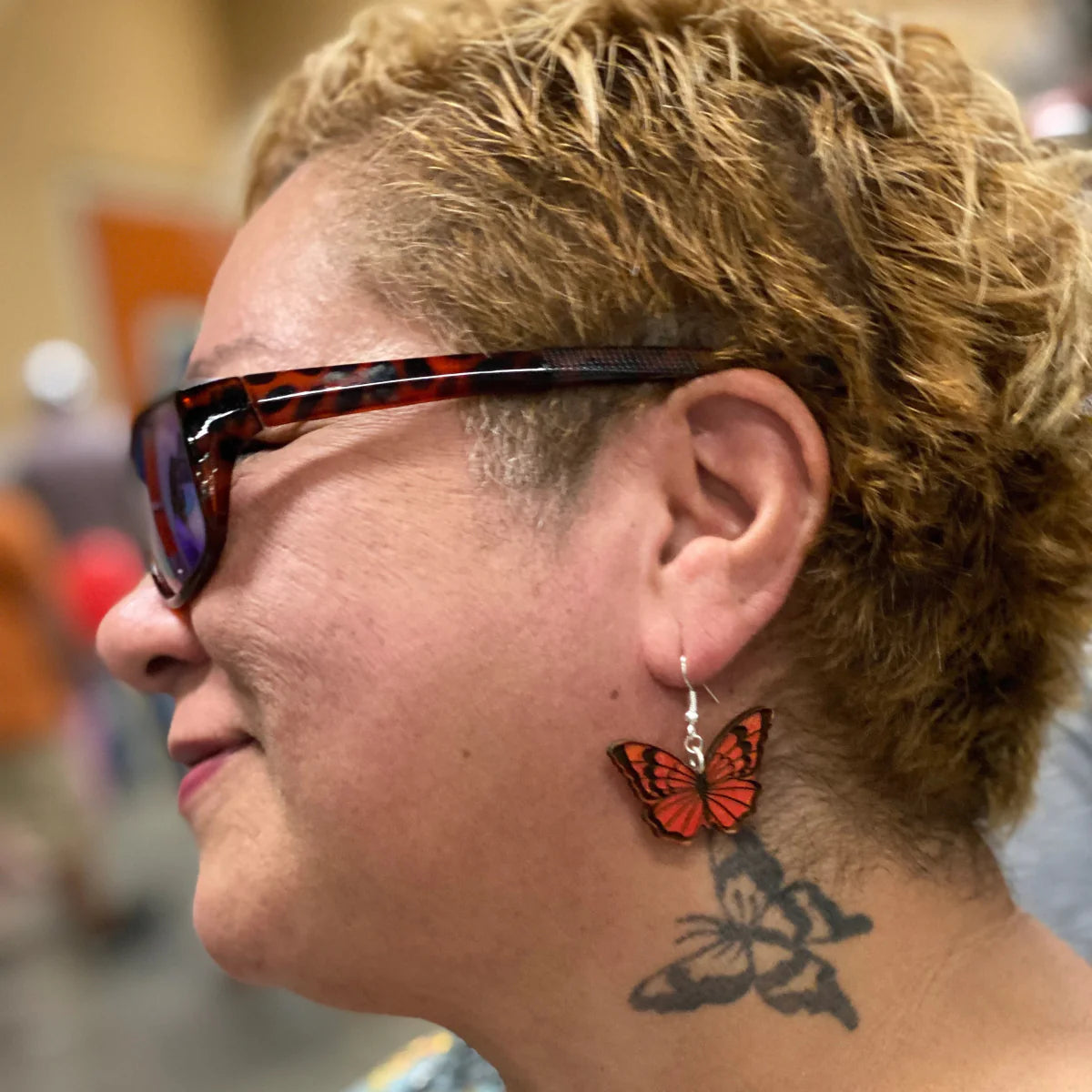 Realistic Monarch Butterfly Wooden Dangle Earrings | Nature Jewelry