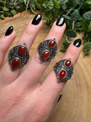 Red Agate Ring Adjustable