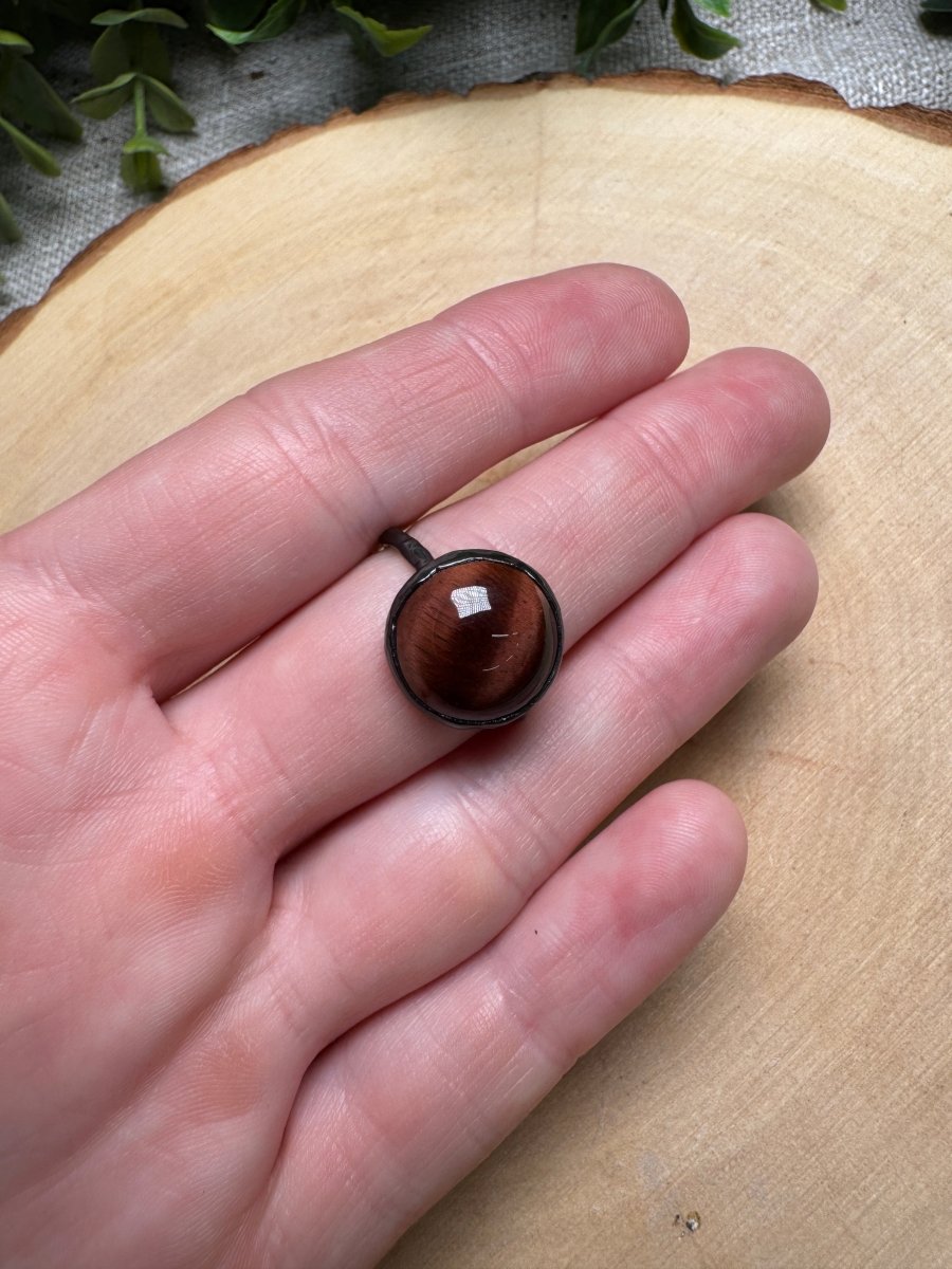 Red Tigers Eye Ring Size 7.5