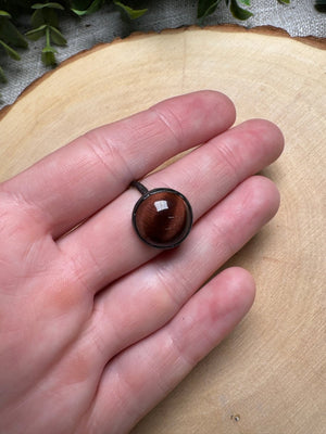 Red Tigers Eye Ring Size 7.5