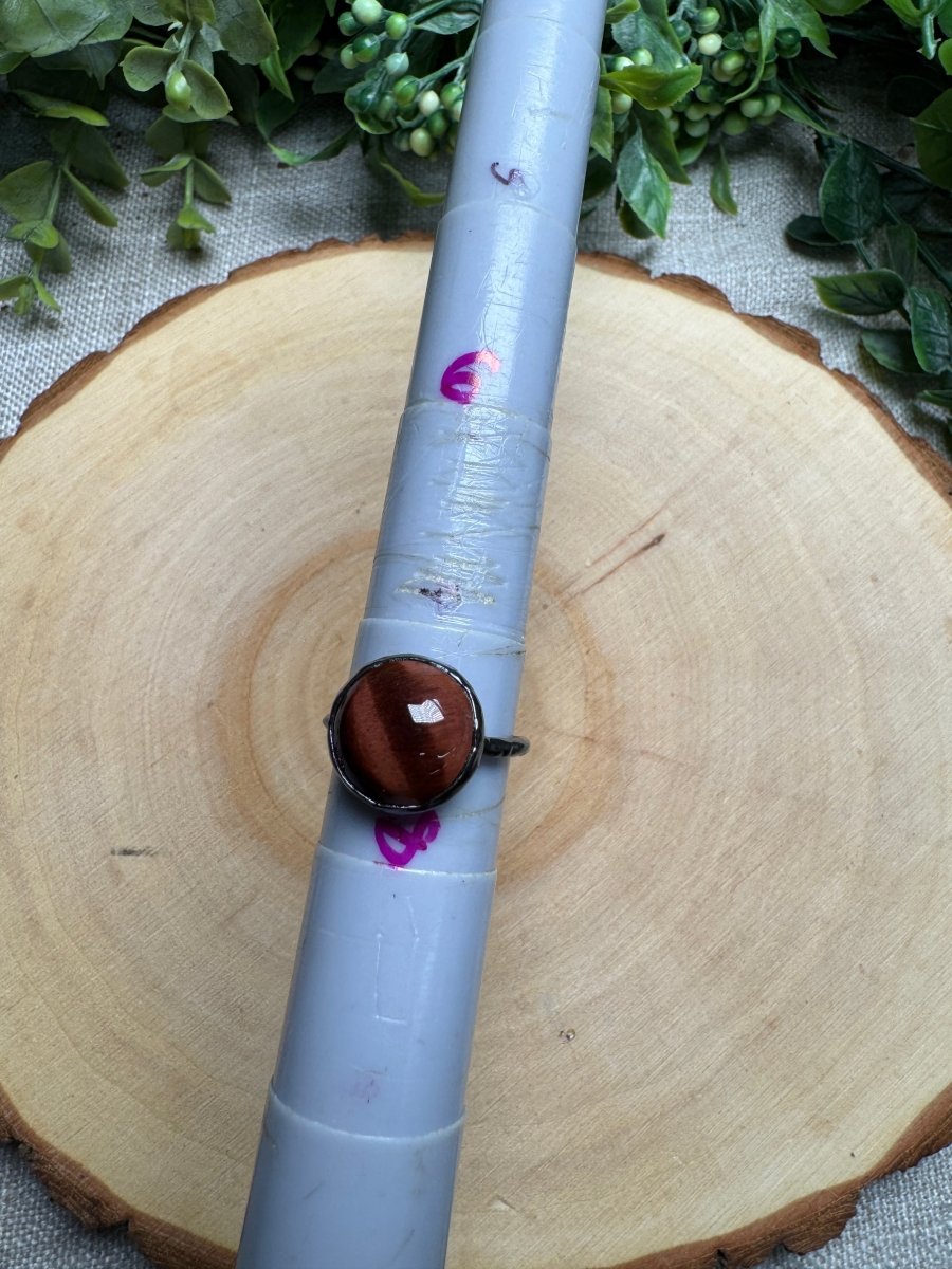 Red Tigers Eye Ring Size 7.5