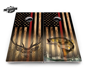 First Responder Rustic Flag Outdoors Cornhole Boards – Pro Lite or Pro Elite