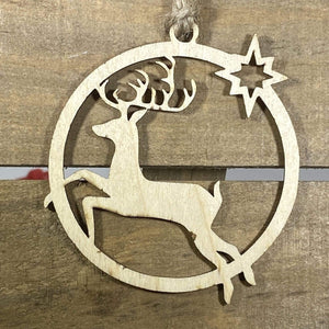Reindeer Wooden Christmas Ornament | Rustic Holiday Decor