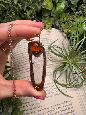 Resin Face and Dragonfly Wing Necklace