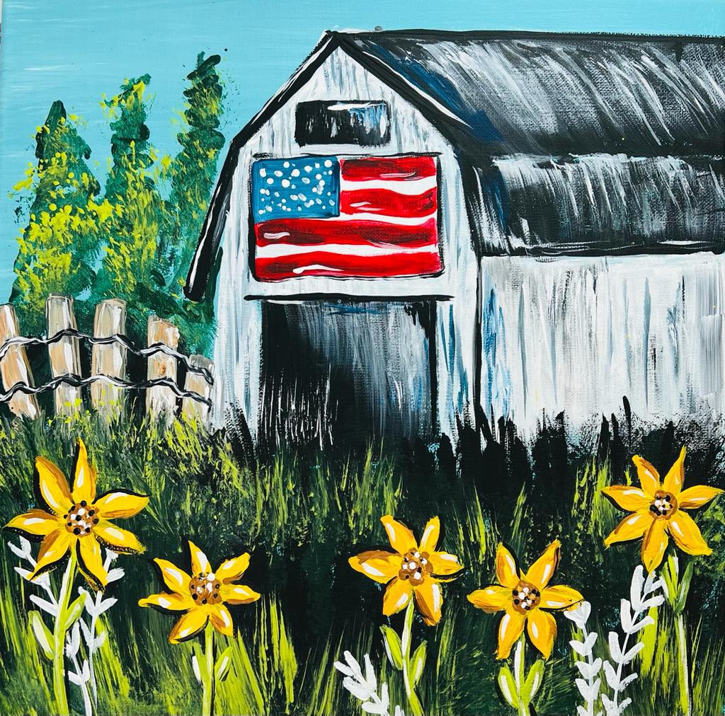 Coastal Canvas Hometown America patriotic DIY paint kit with pre sketched canvas
