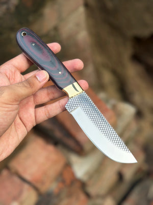 Handmade Kaliay Ember Rasp Knife 9" with red and black swirl handle