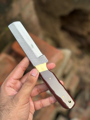 Handmade Redwood Trail Bull Cutter Knife 8" with dark red wood handle