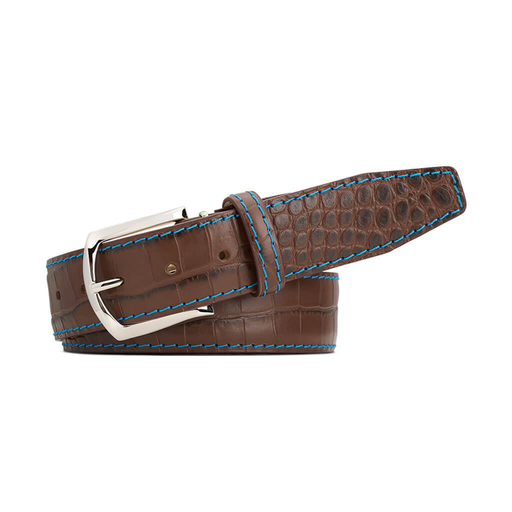 Brown Mock Croc Leather Belt