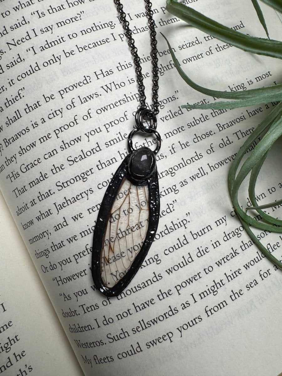 Rose Quartz and Cicada Wing Necklace