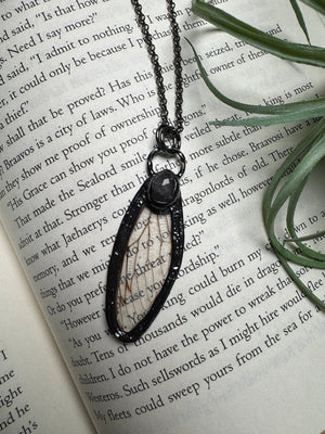 Rose Quartz and Cicada Wing Necklace