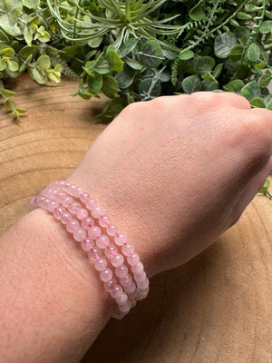 Rose Quartz Beaded Bracelet with 4mm Beads