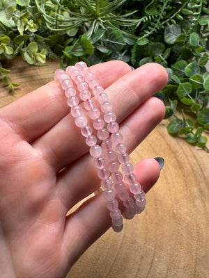 Rose Quartz Beaded Bracelet with 4mm Beads