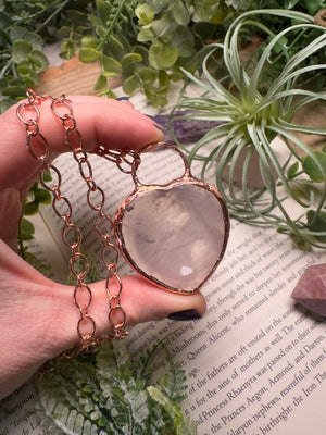 Rose Quartz Heart Worry Stone Necklace