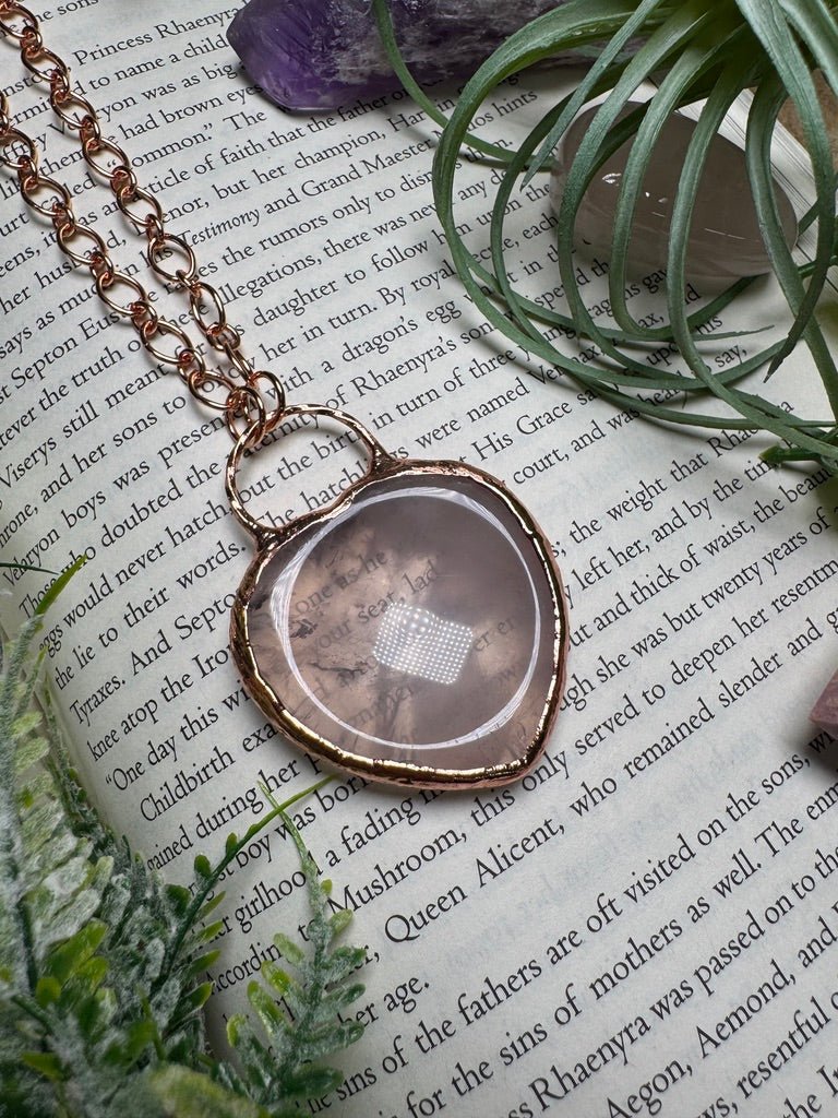 Rose Quartz Heart Worry Stone Necklace