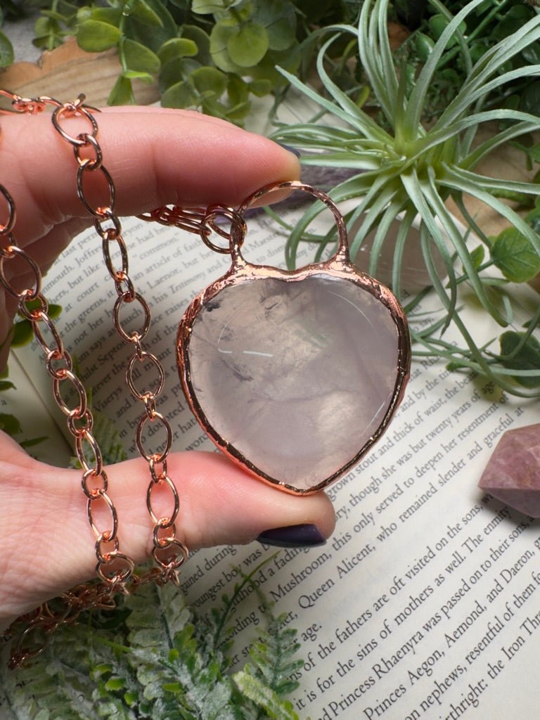 Rose Quartz Heart Worry Stone Necklace
