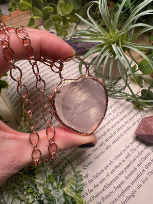 Rose Quartz Heart Worry Stone Necklace