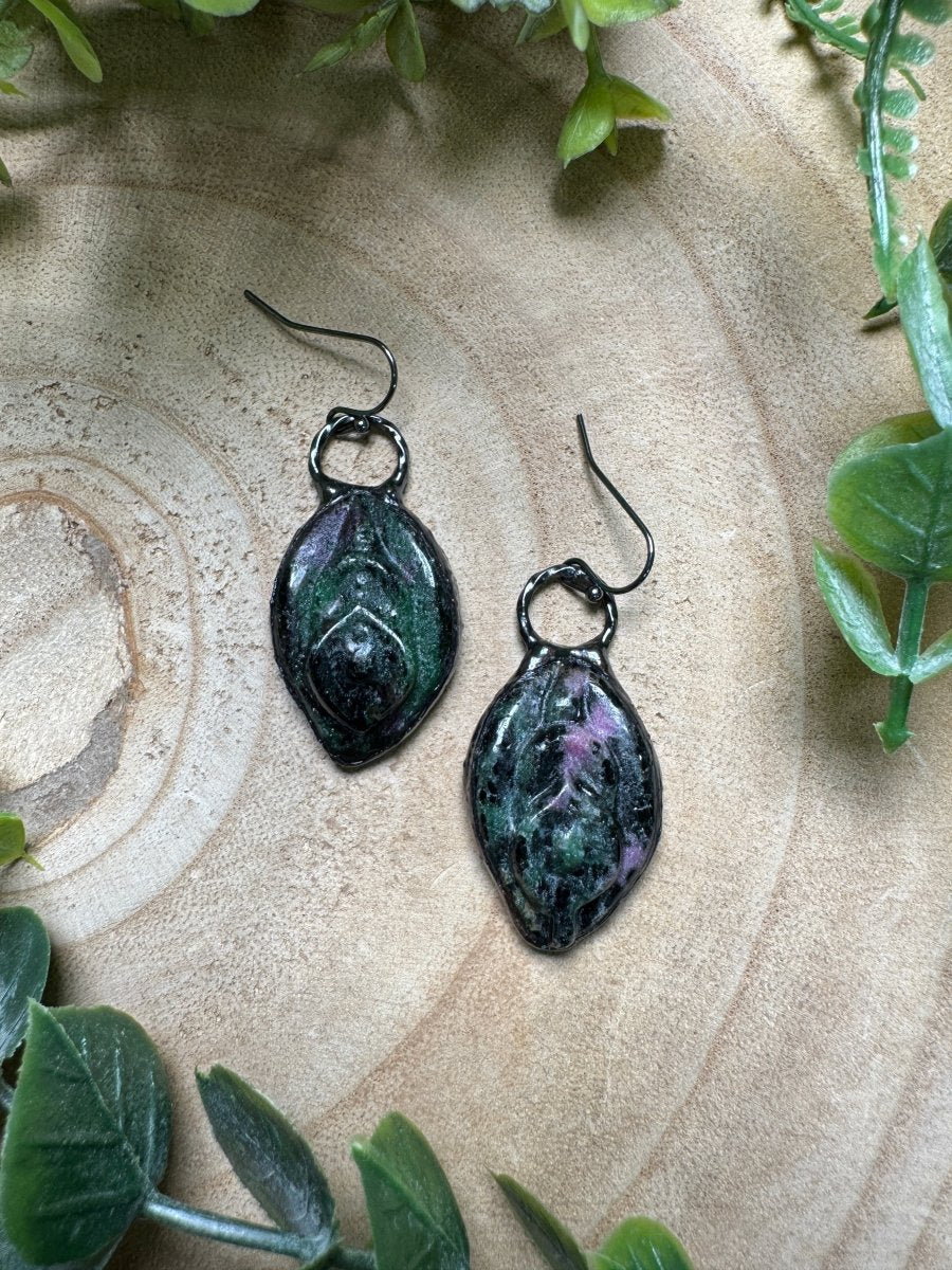 Ruby Zoisite Yoni Earrings