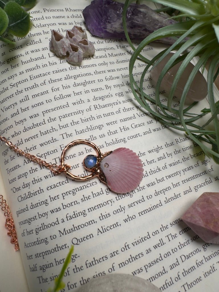 Scallop Shell and Moonstone Necklace