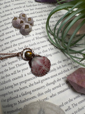 Scallop Shell and Tigers Eye Necklace