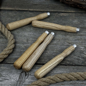 Set of 5 Ash Wood Handles for Chisels and Gouges with Aluminum Rings
