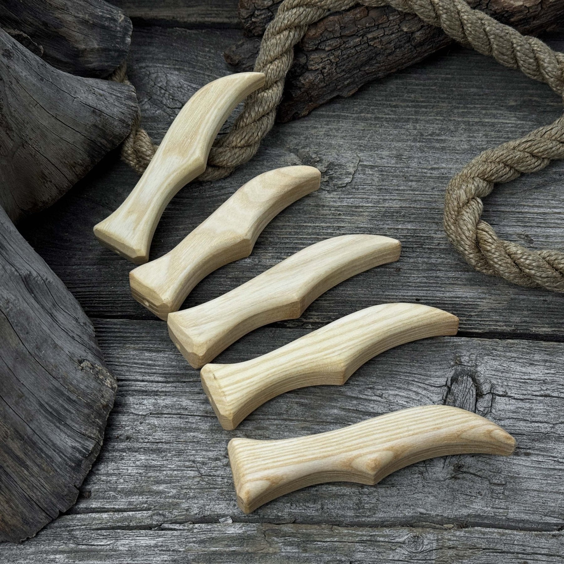 Set of 5 Ash Wood Knife Handles