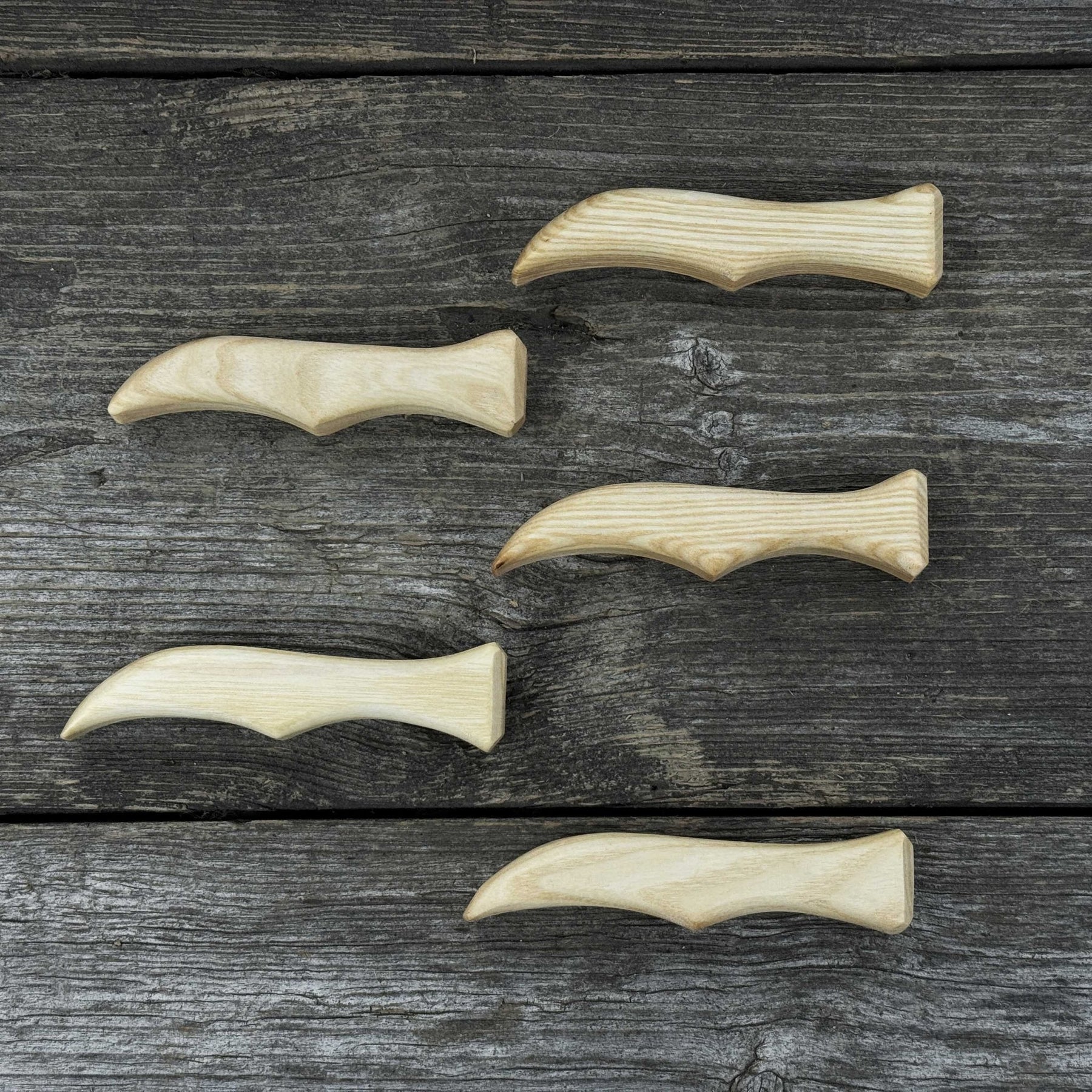 Set of 5 Ash Wood Knife Handles