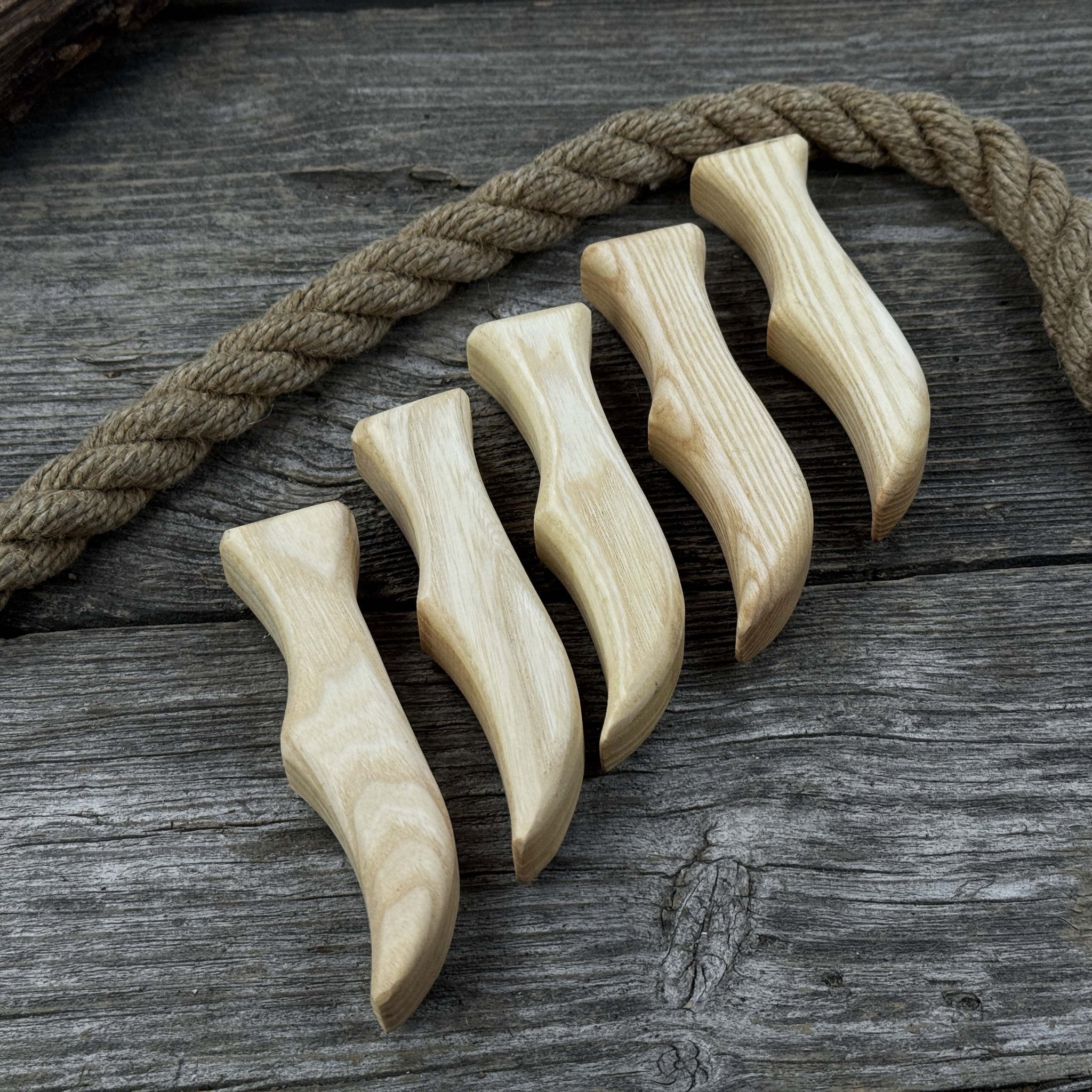 Set of 5 Ash Wood Knife Handles