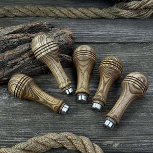 Set of 5 Ash Wood Replacement Handles with Aluminum Rings