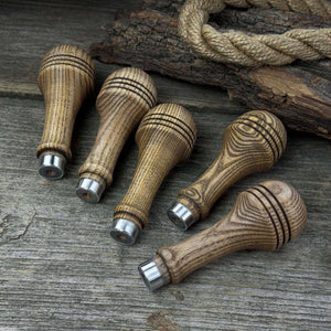 Set of 5 Ash Wood Replacement Handles with Aluminum Rings