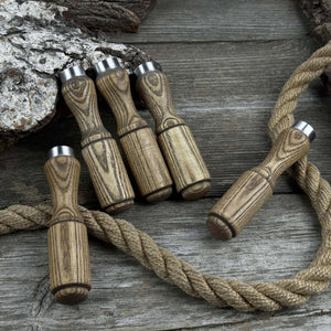 Set of 5 Ash Wood Tool Handles with Aluminum Rings