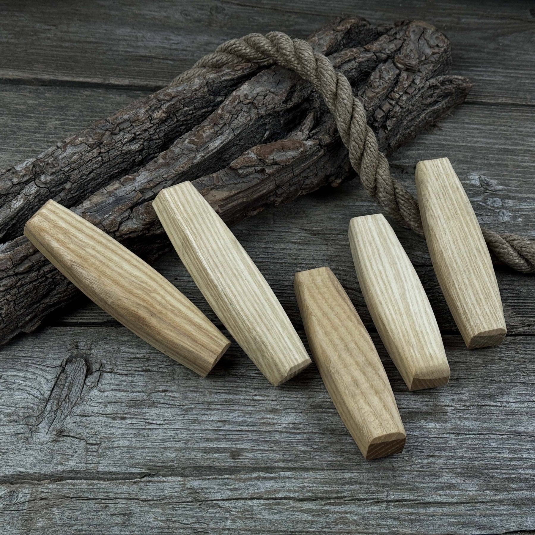 Set of 5 Replacement Wooden Handles for Knives and Drawknives