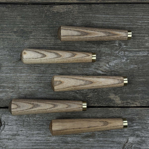 Set of 5 Tapered Ash Wood Handles with Brass Rings