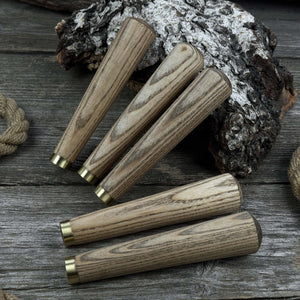 Set of 5 Tapered Ash Wood Handles with Brass Rings