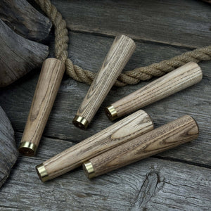 Set of 5 Tapered Ash Wood Handles with Brass Rings