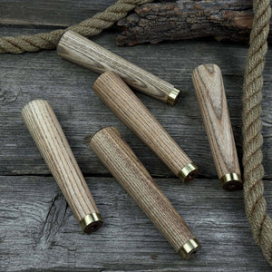 Set of 5 Tapered Ash Wood Handles with Brass Rings